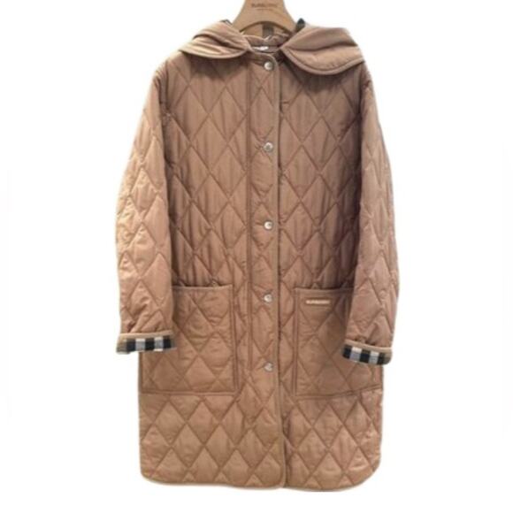 Burberry Jackets & Blazers - Burberry Tan Quilted Hooded Jacket M